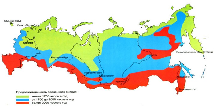 Карта инсоляции России